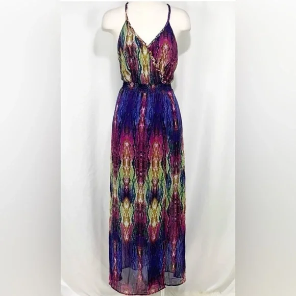 Anthropologie | Dresses | Anthropologie Charlie Jade Purple And Green  Snakeskin Vneck Maxi Dress Size S | Poshmark